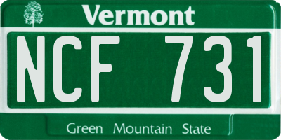 VT license plate NCF731