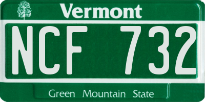 VT license plate NCF732