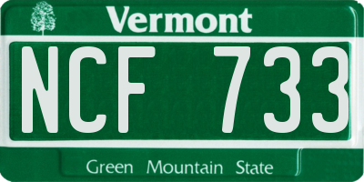 VT license plate NCF733