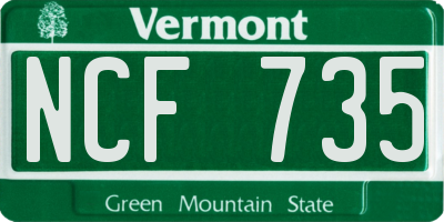 VT license plate NCF735