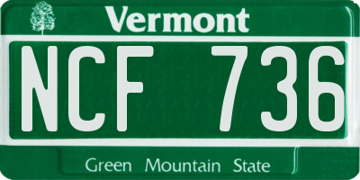 VT license plate NCF736