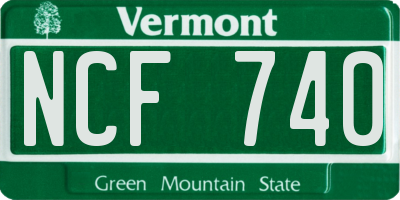 VT license plate NCF740
