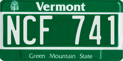 VT license plate NCF741
