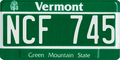 VT license plate NCF745