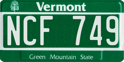 VT license plate NCF749