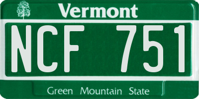 VT license plate NCF751