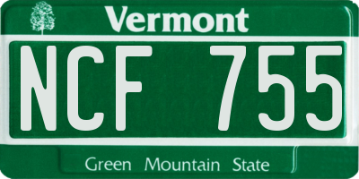 VT license plate NCF755