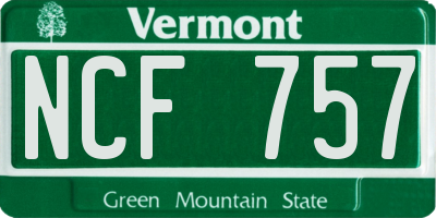 VT license plate NCF757