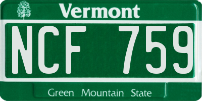 VT license plate NCF759