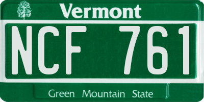 VT license plate NCF761
