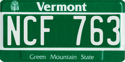 VT license plate NCF763