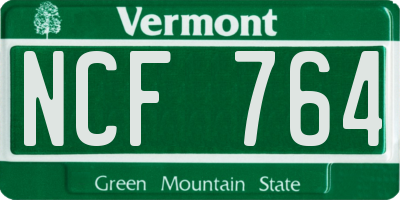 VT license plate NCF764