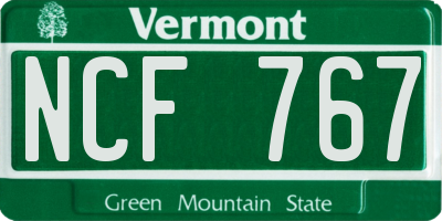 VT license plate NCF767