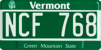 VT license plate NCF768