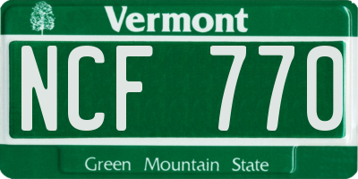 VT license plate NCF770