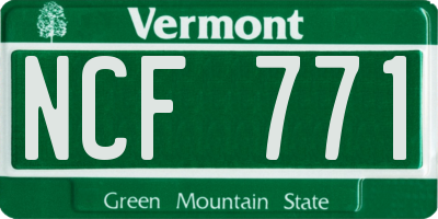 VT license plate NCF771