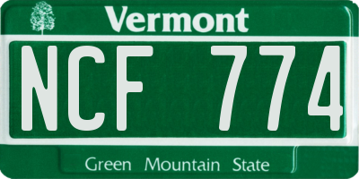 VT license plate NCF774