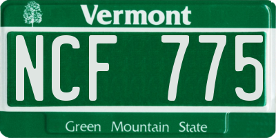 VT license plate NCF775
