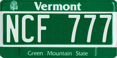 VT license plate NCF777