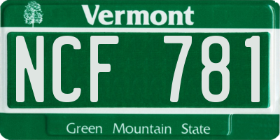 VT license plate NCF781