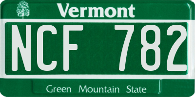 VT license plate NCF782