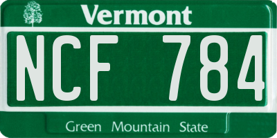 VT license plate NCF784