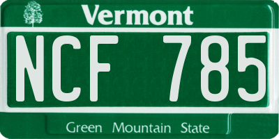 VT license plate NCF785