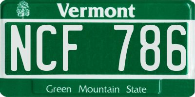 VT license plate NCF786