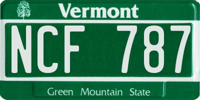 VT license plate NCF787