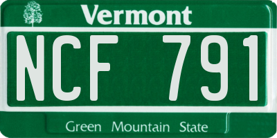VT license plate NCF791