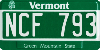 VT license plate NCF793
