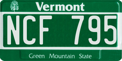 VT license plate NCF795