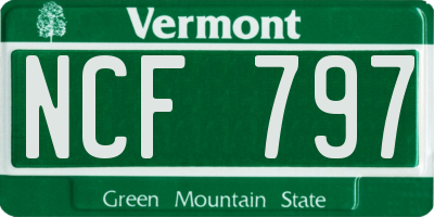 VT license plate NCF797