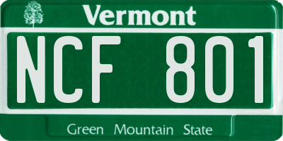 VT license plate NCF801