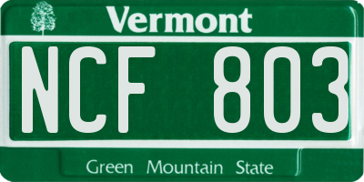 VT license plate NCF803
