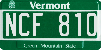 VT license plate NCF810