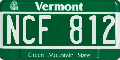 VT license plate NCF812