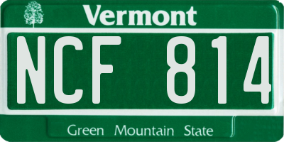 VT license plate NCF814