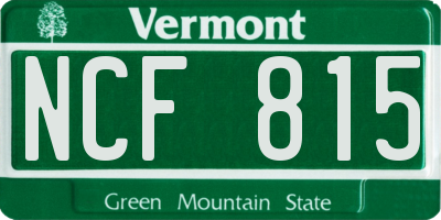 VT license plate NCF815