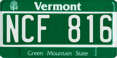 VT license plate NCF816