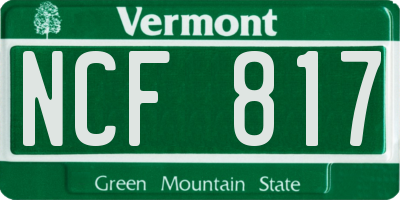 VT license plate NCF817