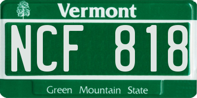 VT license plate NCF818