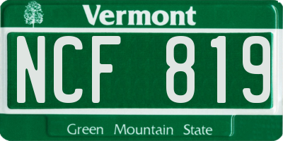 VT license plate NCF819