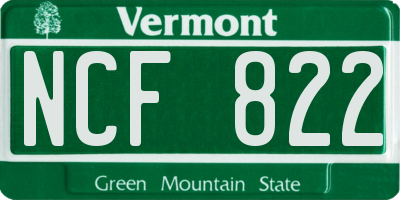VT license plate NCF822