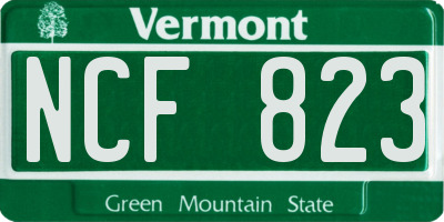 VT license plate NCF823