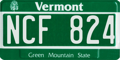 VT license plate NCF824