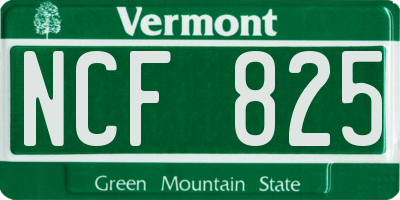 VT license plate NCF825