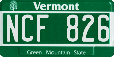 VT license plate NCF826