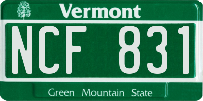 VT license plate NCF831