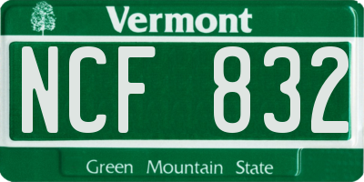 VT license plate NCF832